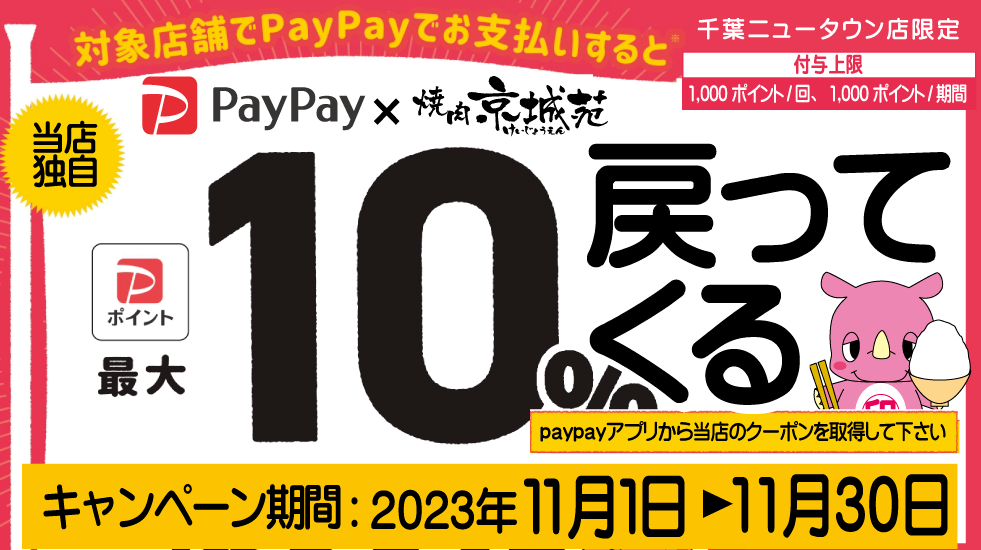 PayPay10％戻ってくるキャンペーン実施中